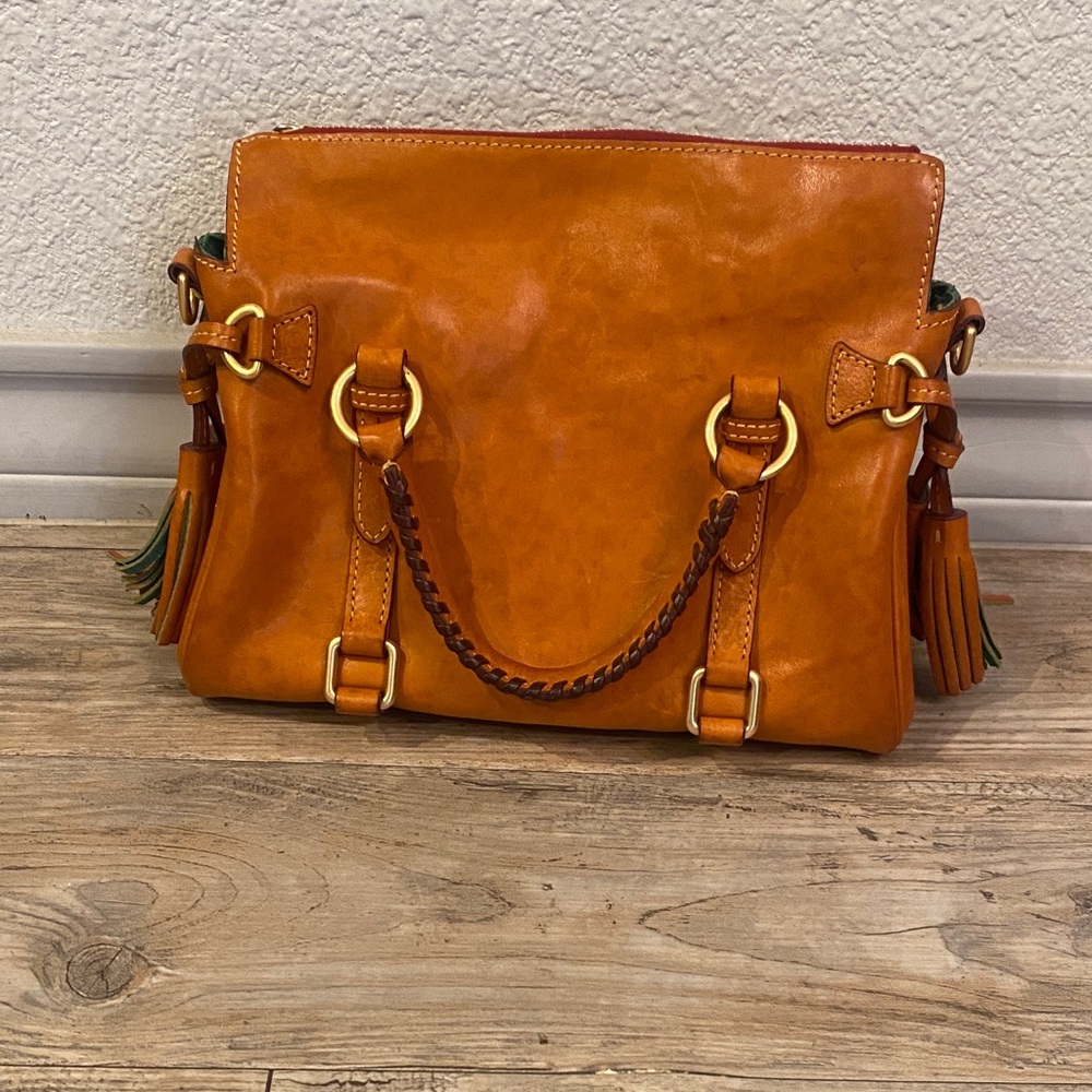 Dooney & Bourke Rich Tan Leather Satchel - Picture 2 of 7